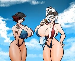 2girls adult adult_female america america_fuck_yeah american_flag american_flag_bikini ass big_ass big_breasts bikini bikini_bottom bikini_top braid braided_hair breast_expansion breast_growth breasts breasts_bigger_than_head crown dat_ass duo eating_sandwich eye_scar female female_only glasses green_eyes hourglass_figure hourglass_figured_female huge_breasts jakearmorsmith large_breasts leotard light-skinned_female long_legs mommy_milkers multiple_females multiple_girls older_female pickles rooster_teeth ruby_rose rwby sandwich sandwich_(food) sketch sunglasses sunglasses_on_head swimsuit swimsuits swimwear teacher teasing thick thick_ass thick_hips thick_thighs us_flag viz_media weiss_schnee white-haired_female white_female white_hair white_hair_female