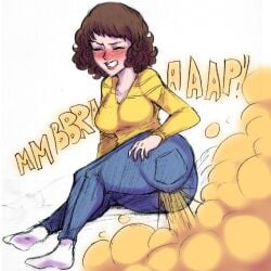 artist_request fart fart_cloud fart_fetish female jeans milf persona_5 sadayo_kawakami short_hair source_request tagme teacher