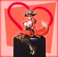 3d_(artwork) animatronic anthro digital_media_(artwork) female five_nights_at_freddy's flirting foxy_(fnaf) foxy_(mayosplash) hi_res machine nikoarts pirate red_body robot scottgames solo solo_focus source_filmmaker_(artwork)