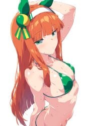 ai_generated animal_ears bikini female green_eyes hair_band horse_girl long_hair orange_hair silence_suzuka_(umamusume) small_breasts umamusume umamusume_pretty_derby