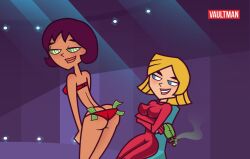 2girls alex_(totally_spies) black_hair blonde_hair bra clover_(totally_spies) dollar_bills female_only hypnosis panties red_bra red_panties totally_spies underwear vaultman