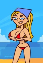 1girls bikini blonde_hair huge_breasts large_breasts lindsay_(tdi) red_bikini solo swimsuit total_drama_island vaultman