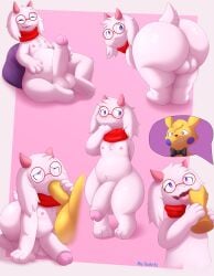 2023 absurd_res anthro ass balls big_balls big_penis boss_monster_(undertale) bovid caprine deltarune duo eyewear fellatio finger_in_mouth fur galv3z_(artist) generation_1_pokemon genitals glasses hi_res huge_cock humanoid_genitalia humanoid_penis male male_anthro mammal nintendo nipples oral penile penis pikachu pokemon pokemon_(species) presenting presenting_hindquarters ralsei red_scarf scarf sex signature thick_thighs tongue tongue_out undertale_(series) white_body white_fur yellow_body yellow_fur