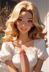 ai_generated blonde_hair female handjob white_dress