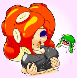 cum female futanari inkling intersex octoling orgasm paizuri paizuri_under_clothes shin_arialente splatoon