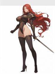 ai_generated bewitching_thighs big_breasts full_body high_heel_boots langrisser red_hair shu