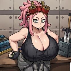 ai_assisted ai_generated dreadlocks fully_clothed huge_breasts mei_hatsume my_hero_academia ponytail workshop
