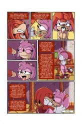 amy_rose amy_rose_(fleetway) ass breasts comic comic_page dreamrifle ejaculation escopeto fleetway_comics hugging kissing knuckles_the_echidna making_out penis swallowing_cum tagme