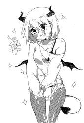 1girls :p angel asriel_dreemurr bare_shoulder black_hair blush blushing bra chara clothed demon demon_girl demon_horns demon_tail demon_wings devil_girl devil_horns devil_tail devil_wings female fishnet_legwear fishnet_pantyhose fishnet_stockings hair heart_shaped_tail horns monochrome off_shoulder short_hair simple_background sketch source_request spade_tail sparkle sparkling sweater tail thigh_gap tongue tongue_out undertale white_background wings