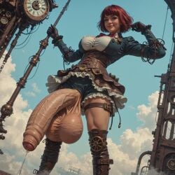 ai_generated big_balls big_breasts big_penis futa_only futanari huge_cock steampunk