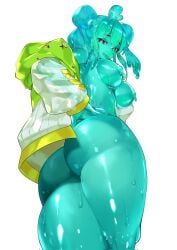 1girls ass big_ass breasts dripping female female_focus female_only flesh_fang hand_on_ass idol indie_virtual_youtuber large_ass looking_at_viewer looking_back medium_breasts naked naked_female nipples nude nude_female piapiufo pink_eyes posing rahato190 sexy slime slime_girl thick_ass thick_thighs thighs v virtual_youtuber vtuber wet