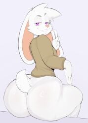 2025 2d 2d_(artwork) ass big_ears brown_clothing bubble_ass bubble_butt character_request comission footfoxxy jpeg original_character purple_eyes rabbit rabbit_ears rabbit_tail solo tagme usnarbit white_background