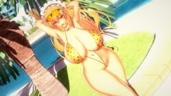 3d arms_behind_head arms_up bikini huge_breasts kobayashi-san_chi_no_maidragon miss_kobayashi's_dragon_maid swimsuit tagme tohru_(dragon_maid) xhion24