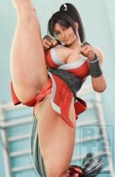 anal_plug batesz breasts buttplug large_breasts legs_apart looking_at_viewer mai_shiranui one_eye_closed ponytail snk street_fighter street_fighter_6