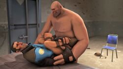 3d anal anal_sex biting_lip biting_own_lip bondage butterfly_position closed_eyes clothed_male_nude_male daesdemona gay gay_sex heavy_weapons_guy male pleasure_face pleasured sex sfm smile sniper_(team_fortress_2) source_filmmaker spread_legs team_fortress_2 tied_up yaoi