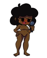 1girls afro animated animated barefoot black_body black_hair blush carol_(bbpanzu) completely_nude completely_nude_female dark-skinned_female fluffy_hair friday_night_funkin friday_night_funkin_mod microphone shiny_skin stalker8018