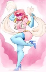 ass big_ass big_breasts big_butt big_thighs breasts cartoon_network clothing curvaceous curvaceous_female curvaceous_figure curvy curvy_figure curvy_hips female fragomatesh looking_at_viewer miss_heed_(villainous) pink_body pink_hair pink_hair_female pink_panties pink_skin thigh_highs villainous