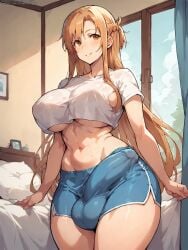 ai_generated bulge_through_clothing futanari grapesss light-skinned_futanari sword_art_online yuuki_asuna