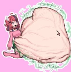 belly belly_bulge big_ass big_belly digest digested digested_alive digested_prey digesting digesting_live_prey digesting_prey digestion digestion_noises digestion_sequence female female_pred female_predator ironmouse pink_hair post-vore streamer streamers twitch unwilling_pred vore youtube