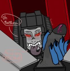 male/male megatron red_eyes robot robot_humanoid starscream teeth tongue transformers transformers_g1