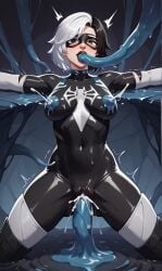 ahe_gao ai_generated bodysuit corruption female_only luna_snow oral_penetration slime tentacle vaginal_penetration