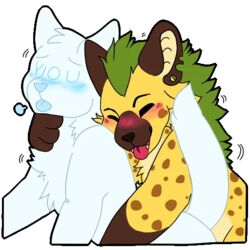 1:1 2019 anthro beauty_mark blush breath chibi ear_piercing fur green_hair hair hyaenid laugh looking_at_viewer mammal mohawk nude piercing portrait sex shatter_(artist) shatteter smile solo spots spotted_hyena sticker telegram tongue tongue_out uwubanana ych_(character) yellow_fur