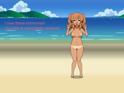 ahe_gao beach breasts clitty femboy hormones kisekae kisekae_2 large_breasts long_hair nudist nudist_beach peace_sign sissy small_penis tanline tears tiny_penis trap twintails