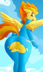 absurd_res anthro anus big_breasts bodysuit breasts clothing equid equine female friendship_is_magic furry hi_res huckser mammal my_little_pony pterippus pussy spitfire_(mlp) torn_bodysuit torn_clothes wings wonderbolts_(mlp)