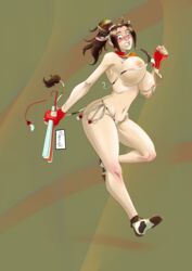 areolae athletic big_breasts bikini blush breasts busty cow_print curvy fatal_fury female female_focus female_only king_of_fighters kunoichi mai_shiranui maraichux micro_bikini navel nipples pinup snk snk_heroines:_tag_team_frenzy solo tagme thick_thighs topless wardrobe_malfunction wide_hips