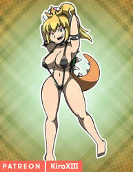 armband blonde_hair blue_eyes bowsette collar gender_transformation horns kiroxiii looking_at_viewer mario_(series) new_super_mario_bros._u_deluxe nintendo rule_63 solo super_crown swimsuit video_games