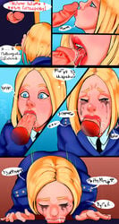 blonde_hair blue_eyes clothed clothes comic deepthroat faceless_male fellatio glory_hole kokman natalia_poklonskaya oral penis_awe police prayer religion russian_text translated uniform