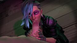 1boy 1girls 3d 3d_(artwork) blue_hair borderlands borderlands_3 fellatio female gearbox_software grey_eyes looking_at_partner looking_up lorelei_(borderlands) male penis sfmlover22