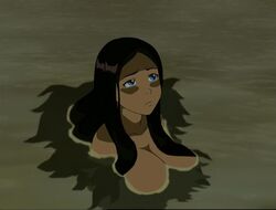 1girls alternate_breast_size avatar_the_last_airbender bathing big_breasts black_hair blue_eyes breasts brown_skin cleavage dark-skinned_female dark_skin edit female female_only half-closed_eyes huge_breasts human katara large_breasts long_hair looking_away looking_up naked nude screenshot screenshot_edit scrimmy solo source_request teenager water wet