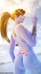 3d bikini blender effectsmaster231 flipping_off overwatch tattoo widowmaker