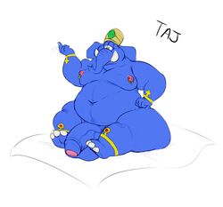 anthro ass belly big_butt diddy_kong_racing donkey_kong_(series) elephant elephantid foreskin genie glans huge_butt jewelry male male_only mammal moobs nintendo obese obese_male overweight overweight_male partially_retracted_foreskin penis piercing proboscidean puppypaws solo taj_the_genie thick_thighs uncut veiny_penis video_games wide_hips