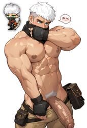 1boy 1boys abs ai_generated asian_male bara bara_body bara_tiddies bara_tits barazoku big_muscles cock dick gay gay_male hidden_face himbotiger huge_cock huge_muscles huge_pecs hunk korean_male maplestory mask mmorpg mouth_mask muscle muscles muscular_arms muscular_male nexon ninja pecs pectorals penis pixel scarf shadower shadower_(maplestory) solo solo_focus solo_male thief white_hair yaoi