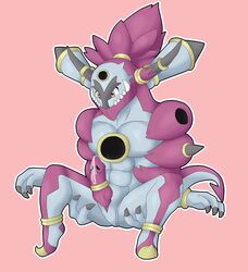 2019 absurd_res anthro bodily_fluids digital_media_(artwork) fur hi_res hoopa hoopa_(unbound) humanoid knot legendary_pokémon male nintendo nipples nude penis pokémon_(species) pokemon simple_background solo video_games