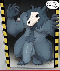 2026 4_toes absurd_res aimskull anthro armpit_hair aroused balls big_balls big_penis bodily_fluids body_hair bone canid canine chest_hair dark_room english_text feet fluffy fluffy_tail genital_fluids genitals gesture glistening glistening_balls glistening_body glistening_genitalia hairy hairy_balls hi_res huge_balls huge_cock key male mammal muscular muscular_anthro muscular_male nails neck_tuft nipples penis pubes signature simple_background skull skull_head skulldog_(species) solo speech_bubble tail text thick_thighs toes tuft