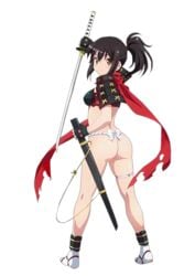 ass big_ass black_hair izumi_(queen's_blade) katana long_hair ponytail queen's_blade queen's_blade_rebellion samurai sideboob thong