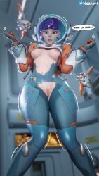 3d 3d_(artwork) abs blender blizzard_entertainment bodysuit boobs breasts brown_eyes clothed clothing curvy curvy_female curvy_figure drone female female_only gloves helmet hi_res jacket juno_(overwatch) light-skinned_female light_skin nezkort nipples nude open_jacket overwatch overwatch_2 partially_clothed pink_hair purple_hair pussy ripped_clothing shocked shocked_expression shocked_eyes short_hair solo tagme text text_bubble thick_thighs thighs torn_bodysuit torn_clothes torn_clothing w_arms wide_hips