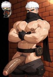 1boy 1boys abs ai_generated asian_male bara bara_body bara_tiddies bara_tits barazoku big_muscles cock dick gay gay_male hidden_face himbotiger huge_cock huge_muscles huge_pecs hunk korean_male maplestory mask mmorpg mouth_mask muscle muscles muscular_arms muscular_male nexon ninja pecs pectorals penis scarf shadower shadower_(maplestory) solo solo_focus solo_male thief white_hair yaoi