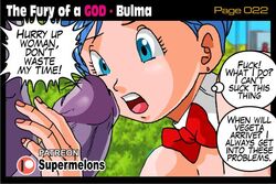 beerus big_penis bulma_briefs cheating comic dragon_ball dragon_ball_super dragon_ball_z fear female gigantic_penis god_of_destruction imminent_sex interspecies male page_22 patreon super_melons text the_fury_of_a_god_(supermelons)