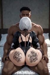 ai_generated animated ass ass_focus bbc_tattoo big_ass blacked bouncing_ass dark-skinned_male interracial light-skinned_female nier:_automata sound tagme tattoo video yorha_2b