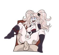 1boy 1boy1girl 1girls ahe_gao anal anal_sex black_and_red_panties black_bra black_panties blonde_hair bra danganronpa drillslewds gyaru junko_enoshima panties panties_around_leg picot_trim picot_trim_bra picot_trim_panties straight straight_hair twintails