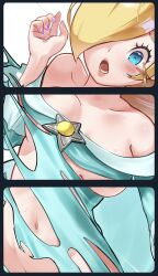 1girls bare_shoulders barely_clothed blonde_hair blue_eyes blush breasts breasts_out cleavage crown dress earrings female female_only hair_over_one_eye jewelry kurere1202 long_hair mario_(series) mario_party medium_breasts navel nintendo open_mouth pinup princess_rosalina ripped_clothing ripped_pants ripping_clothing sexy tagme tearing_clothes thick_legs thick_thighs thunder_thighs thunderthighs tits_out torn_clothes torn_clothing torn_dress variant variant_set wardrobe_malfunction wide_hips wide_thighs
