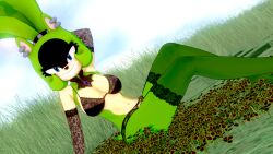 3d blue_eyes ear_piercing earrings furry green_fur koikatsu lingerie perfect_idiot sega sharp_teeth smiling_at_viewer sonic_(series) sonic_the_hedgehog_(comics) sonic_the_hedgehog_(idw) sonic_the_hedgehog_(series) surge_the_tenrec tenrec_girl