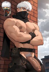1boy 1boys abs ai_generated asian_male bara bara_body bara_tiddies bara_tits barazoku big_muscles cock dick gay gay_male hidden_face himbotiger huge_cock huge_muscles huge_pecs hunk korean_male maplestory mask mmorpg mouth_mask muscle muscles muscular_arms muscular_male nexon ninja pecs pectorals penis scarf shadower shadower_(maplestory) solo solo_focus solo_male thief white_hair yaoi