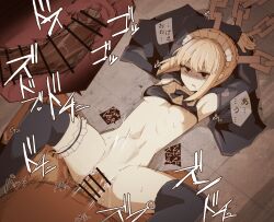 armpits artoria_pendragon artoria_pendragon_(alter) artoria_pendragon_(fate) bar_censor black_eyes black_thighhighs blonde_hair bound bound_arms breasts capelet censored commentary_request cross_section cum cum_in_pussy dark-skinned_male drooling duo fate/grand_order fate_(series) female frilled_thighhighs frills highres long_hair male navel nns_(sobchan) one_breast_out open_mouth penis rape saber_alter saber_alter_(swimsuit_rider)_(second_ascension) sex small_breasts speech_bubble spread_legs stomach stomach_bulge straight thighhighs