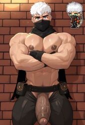 1boy 1boys abs ai_generated asian_male bara bara_body bara_tiddies bara_tits barazoku big_muscles cock dick gay gay_male hidden_face himbotiger huge_cock huge_muscles huge_pecs hunk korean_male maplestory mask mmorpg mouth_mask muscle muscles muscular_arms muscular_male nexon ninja pecs pectorals penis scarf shadower shadower_(maplestory) solo solo_focus solo_male thief white_hair yaoi
