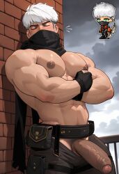 1boy 1boys abs ai_generated annoyed asian_male bara bara_body bara_tiddies bara_tits barazoku big_muscles cock dick eyes_closed gay gay_male hidden_face himbotiger huge_cock huge_muscles huge_pecs hunk korean_male maplestory mask mmorpg mouth_mask muscle muscles muscular_arms muscular_male nexon ninja pecs pectorals penis resting scarf shadower shadower_(maplestory) shy sleeping solo solo_focus solo_male thief white_hair yaoi